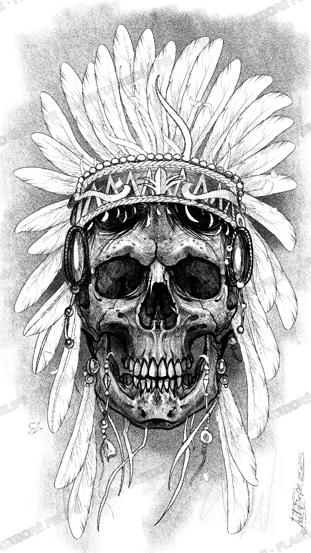 Desenho Indigenous Skull
