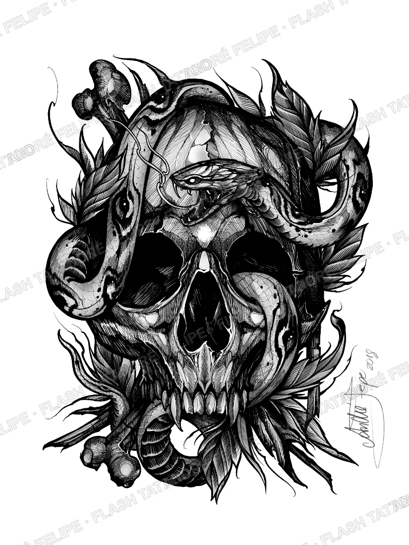 Desenho Skull Snake