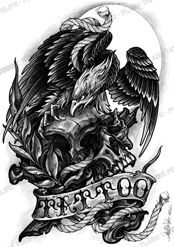 Desenho Águia e caveira