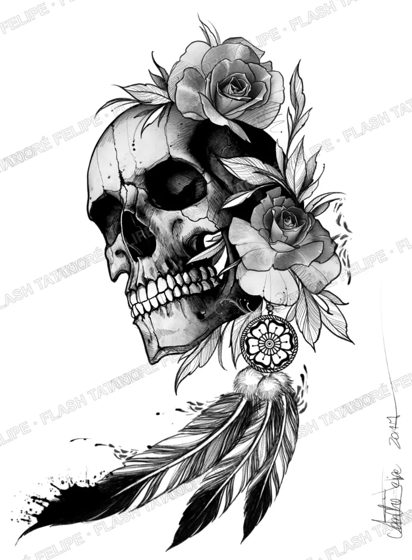 Desenho Skull Indigenous 2