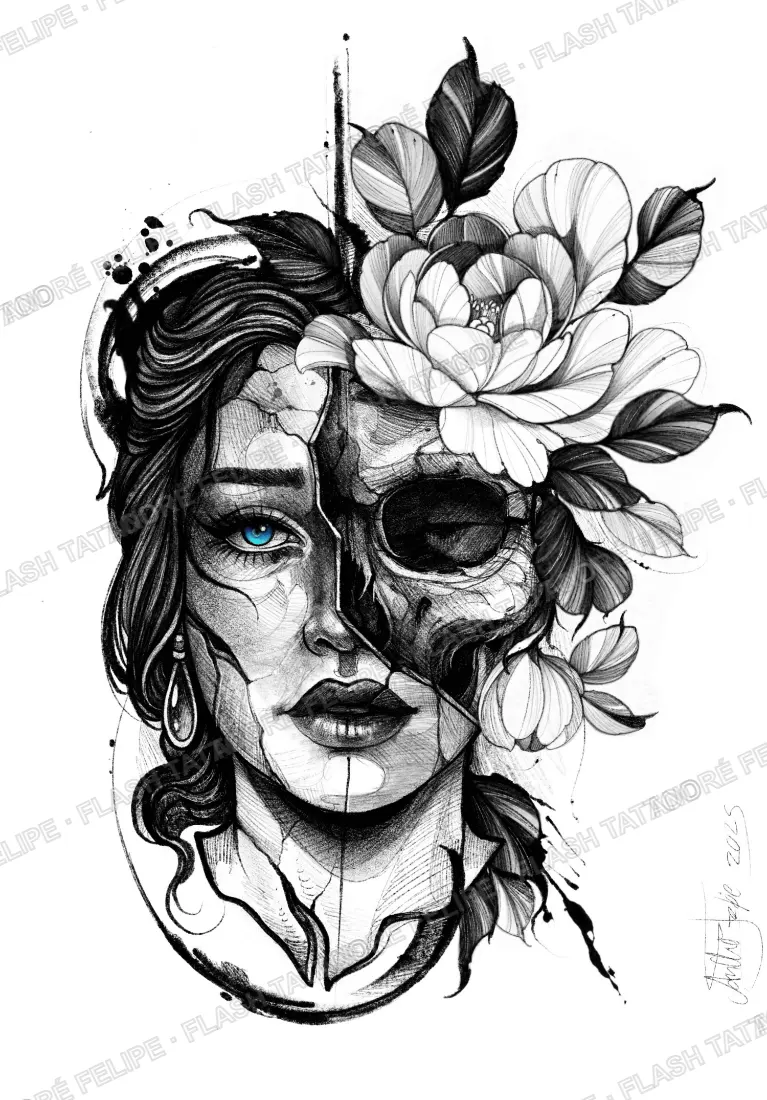 Desenho Mulher e Caveira